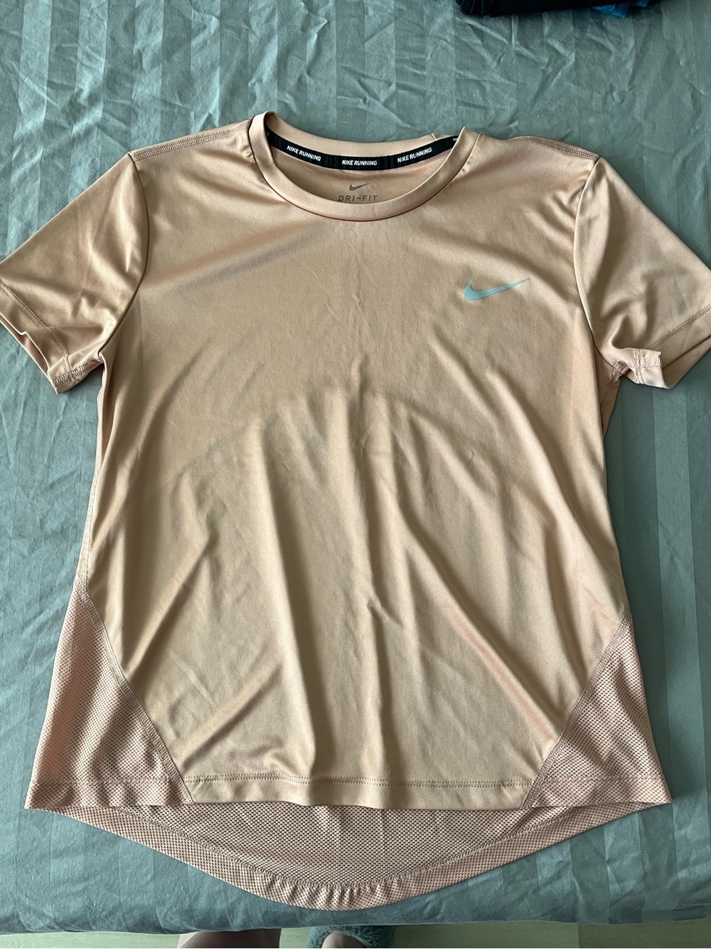 Nike Women's Light Peach Short Sleeve Dri-FIT Tee with Mint Swoosh